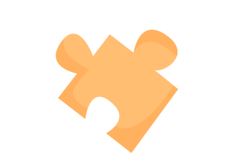 Illustration showing a single orange puzzle piece.